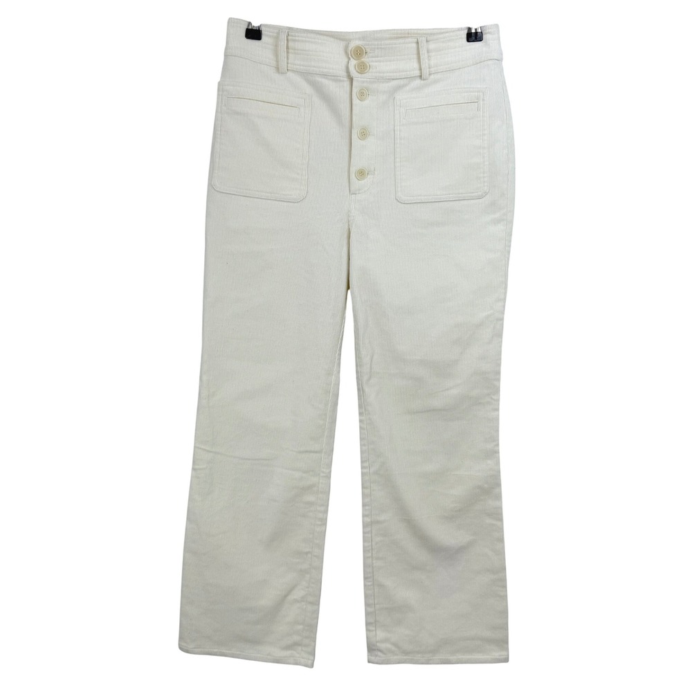 NEW Apiece‎ Apart SLIM MARSTON Corduroy Pants WOMEN 8 IVORY CROP HIGH RISE